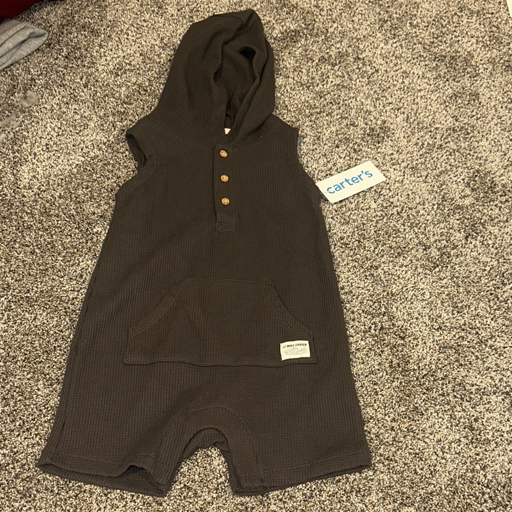 5/$15 Carter's Dark Brown Hooded Baby Romper
